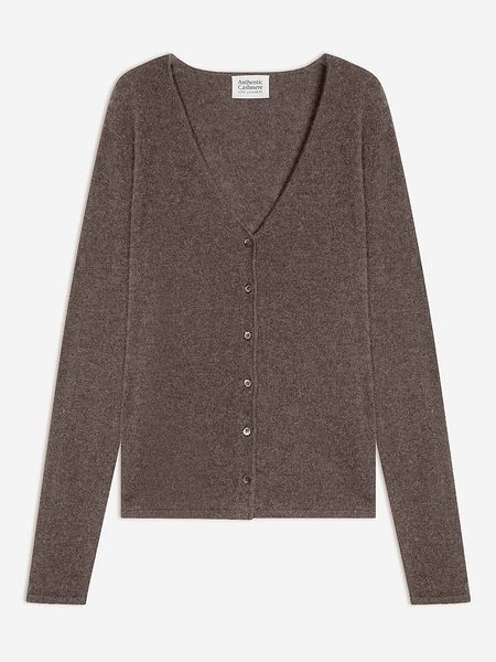 AUTHENTIC CASHMERE Kaszmirowy kardigan w kolorze jasnobrązowym rozmiar: S. Brązowe kardigany damskie AUTHENTIC CASHMERE, s, bez wzorów, z kaszmiru. Za 344.54 zł.