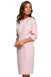 Sukienka elegancka ołówkowa z kimonowymi rękawami taliowana różowa. Czerwone sukienki damskie Stylove, do pracy, s, bez wzorów, biznesowe, bez kołnierzyka, bez ramiączek, ołówkowe. Za 239.00 zł.