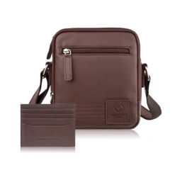 Saszetka męska na ramię AY-27 i etui na karty AY-16 zestaw upominkowy Paolo Peruzzi ZUP-155-BR. Brązowe saszetki męskie ze skóry. Za 189.00 zł.