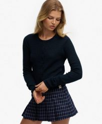 Superdry Lekki kardigan Essential z bawełny – Slim Fit. Niebieskie kardigany męskie Superdry., z aplikacjami, z bawełny, eleganckie, bez kołnierzyka. Za 268.50 zł.