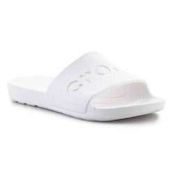 Klapki unisex Crocs Blanc. Białe klapki damskie Crocs, bez wzorów, z materiału, bez obcasa. Za 242.00 zł.