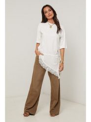 Le Monde du Lin Tunika w kolorze białym rozmiar: 34/36. Białe tuniki damskie Le Monde du Lin, bez wzorów, z bawełny, z asymetrycznym kołnierzem, bez ramiączek. Za 100.99 zł.