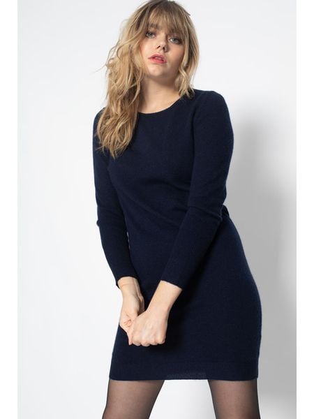 Perfect Cashmere Kaszmirowa sukienka "Molli" w kolorze granatowym rozmiar: S. Niebieskie sukienki damskie Perfect Cashmere, s, bez wzorów, z kaszmiru, bez kołnierzyka, bez ramiączek, mini. Za 418.69 zł.