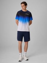 4F Spodenki treningowe szybkoschnące męskie 4F x Robert Lewandowski - granatowe L. Niebieskie szorty sportowe męskie 4f, l, z materiału, na fitness i siłownię. Za 149.99 zł.