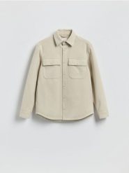 Kurtka koszulowa - beżowy. Brązowe kurtki męskie Reserved, l, bez wzorów, z dzianiny, bez kaptura. Za 179.99 zł.