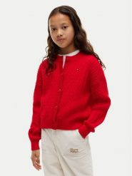 Tommy Hilfiger Kardigan KG0KG09076 Czerwony Regular Fit. Czerwone swetry dziewczęce Tommy Hilfiger, bez wzorów, z bawełny, bez kołnierzyka. Za 369.99 zł.