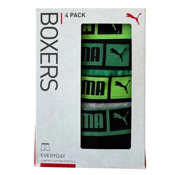 Bokserki męskie Puma BASIC PLACED LOGO ELASTIC 4-PACK 93866803 r M. Bokserki męskie Puma, bez wzorów, z bawełny. Za 202.43 zł.