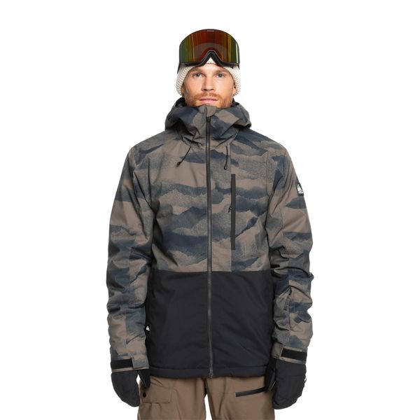 Kurtka snowboardowa męska Quiksilver Mission Printed Block. Brązowe kurtki męskie Quiksilver, na zimę, l, bez wzorów, sportowe, bez kaptura. Za 719.99 zł.