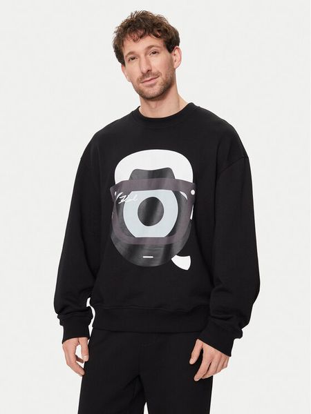 KARL LAGERFELD Bluza 705098 542930 Czarny Regular Fit. Czarne bluzy bez kaptura męskie Karl Lagerfeld, m, z bawełny. Za 599.99 zł.