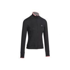 Bluza na zamek fitness kardio 100 damska. Czarne bluzy bez kaptura damskie DOMYOS, bez wzorów, z elastanu, bez ramiączek, bez kaptura. Za 59.99 zł.