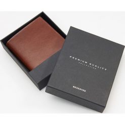 Skórzany portfel - Beżowy. Brązowe portfele męskie Reserved, bez wzorów. Za 79.99 zł.