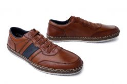 RIEKER B5257-25 brown, półbuty męskie. Brązowe półbuty męskie Rieker, bez zapięcia. Za 359.90 zł.