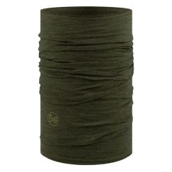 Komin na szyję - Bandana BUFF Merino Lightweight Solid. Brązowe szaliki męskie Buff, bez wzorów, z materiału. Za 96.41 zł.