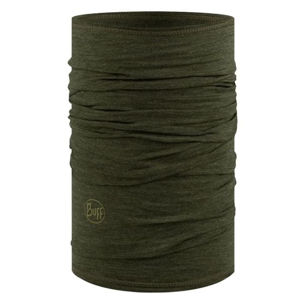 Komin na szyję - Bandana BUFF Merino Lightweight Solid. Brązowe szaliki męskie Buff, bez wzorów, z materiału. Za 96.41 zł.