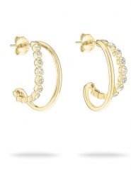 Tamaris Srebrne kolczyki-półkreole z cyrkoniami rozmiar: onesize. Szare kolczyki damskie Tamaris, z cyrkonią, srebrne. Za 201.55 zł.