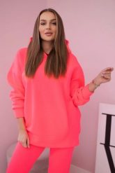 Komplet ocieplany z bluzą z kapturem różowy neon. Czerwone bluzy z kapturem damskie KESI, l, z bawełny. Za 397.29 zł.