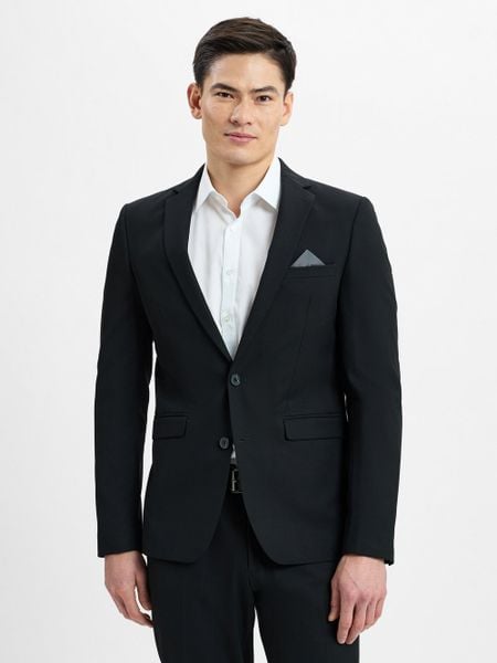 Finshley & Harding marynarka od garnituru modułowego Mężczyźni Slim Fit Sztuczne włókno czarny, 44. Czarne marynarki męskie Finshley & Harding, bez wzorów, z włókna. Za 399.95 zł.