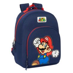 Plecak szkolny Super Mario World Granatowy. Czerwone plecaki męskie safta, bez wzorów, z poliesteru. Za 171.25 zł.