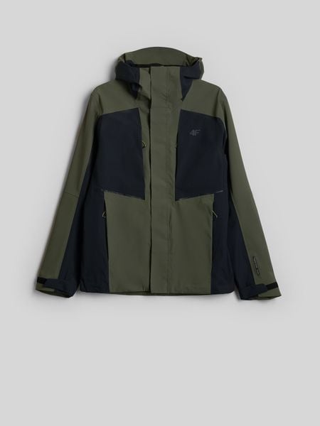 4F Kurtka trekkingowa membrana 10000 męska - khaki M. Brązowe kurtki męskie 4f, m, bez wzorów, z materiału, klasyczne, bez kaptura. Za 399.99 zł.