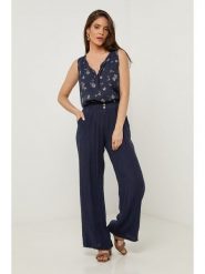 Le Monde du Lin Lniane spodnie w kolorze granatowym rozmiar: 38/40. Niebieskie spodnie materiałowe damskie Le Monde du Lin, bez wzorów, ze lnu. Za 143.99 zł.