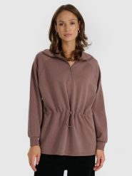 4F Bluza dresowa nierozpinana z modalem damska - brązowa M. Brązowe bluzy bez kaptura damskie 4f, m, z dresówki. W wyprzedaży za 169.99 zł.