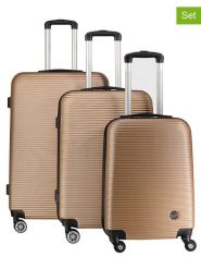 Geographical Norway 3-częściowy zestaw "Solomun" w kolorze khaki rozmiar: onesize. Brązowe walizki Geographical Norway, bez wzorów, z materiału. Za 347.99 zł.