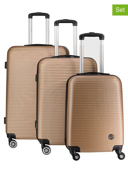 Geographical Norway 3-częściowy zestaw "Solomun" w kolorze khaki rozmiar: onesize. Brązowe walizki Geographical Norway, bez wzorów, z materiału. Za 347.99 zł.