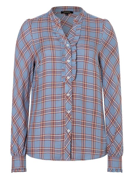 More & More Bluzka w kolorze jasnobrązowo-niebieskim rozmiar: 34. Brązowe bluzki damskie MORE & MORE, s, bez wzorów, z wiskozy, klasyczne, bez kołnierzyka, bez ramiączek. Za 104.64 zł.