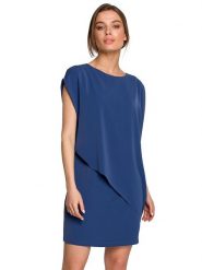 Stylove Sukienka w kolorze niebieskim rozmiar: XXL. Niebieskie sukienki damskie Stylove, na co dzień, xxl, bez wzorów, bez kołnierzyka, bez ramiączek, mini, proste. Za 219.60 zł.