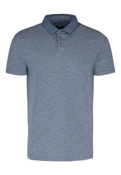 Koszulka polo w paski O-MANGO. Niebieskie koszulki polo męskie Volcano, na lato, l, bez wzorów, z bawełny, bez ramiączek. Za 99.99 zł.