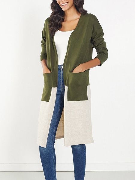 Milan Kiss Kardigan w kolorze oliwkowo-kremowym rozmiar: M. Brązowe kardigany damskie Milan Kiss, m, bez wzorów. Za 156.98 zł.