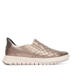 Półbuty Geox. Żółte półbuty damskie Geox, bez wzorów, bez obcasa, na płaskiej podeszwie. Za 449.99 zł.