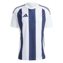Koszulka męska adidas Striped 24 Jersey. Białe t-shirty sportowe męskie Adidas, l, z jersey, bez ramiączek, do piłki nożnej. Za 94.99 zł.