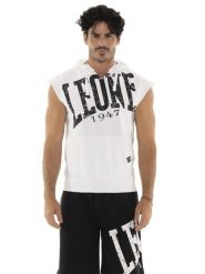 Męska bluza z kapturem bez rękawów Boxing Legend. Czarne bluzy sportowe męskie LEONE 1947 APPAREL, bez wzorów, sportowe, bez kołnierzyka, bez ramiączek. Za 265.23 zł.