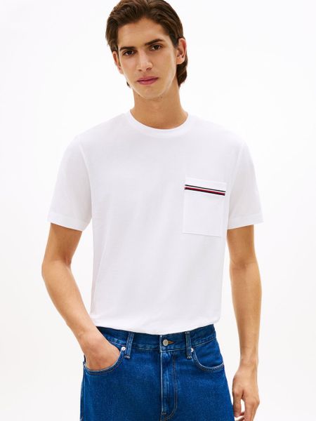 Tommy Hilfiger Koszulka Mężczyźni Bawełna biały, XL. Białe t-shirty sportowe męskie Tommy Hilfiger, m, z bawełny, bez ramiączek. Za 169.95 zł.
