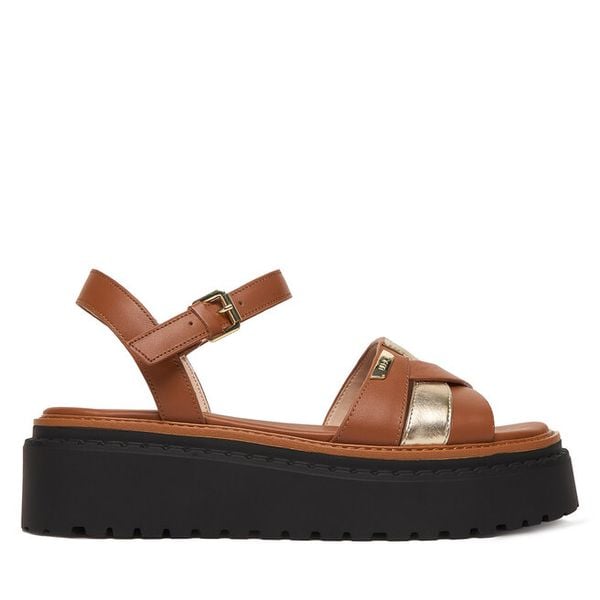 Sandały Liu Jo. Brązowe sandały damskie Liu Jo, bez wzorów, bez obcasa, na koturnie. Za 559.99 zł.