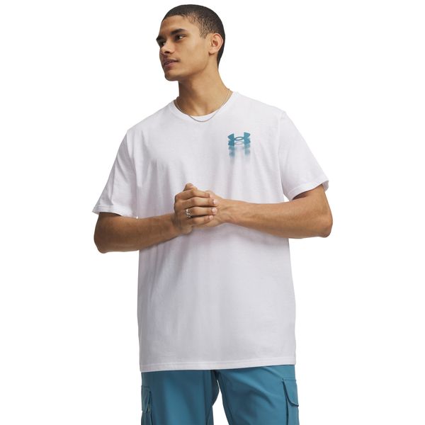 Koszulka męska Under Armour Blur Logo. Białe t-shirty sportowe męskie Under Armour, m, z bawełny, bez ramiączek, do biegania. Za 142.85 zł.
