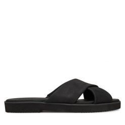 Klapki Toms. Czarne klapki damskie Toms, bez wzorów, bez obcasa. Za 199.99 zł.