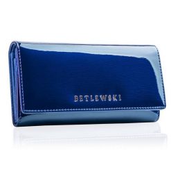 Portfel skórzany BETLEWSKI niebieski ZBPD-BS-100. Niebieskie portfele damskie Betlewski, bez wzorów, z lakierowanej skóry. Za 139.99 zł.