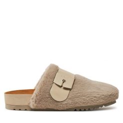 Klapki Scholl. Brązowe klapki damskie Scholl, bez wzorów, bez obcasa. Za 239.99 zł.