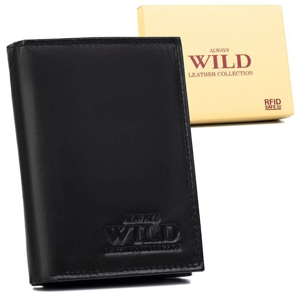 Portfel skórzany Always Wild N4-P-SCR czarny. Czarne portfele męskie Always Wild, bez wzorów, ze skóry. Za 37.99 zł.