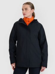 4F Kurtka trekkingowa membrana 15000 damska - czarna XL. Czarne kurtki damskie 4f, na zimę, m, bez kaptura. W wyprzedaży za 299.99 zł.