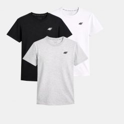 ZESTAW KOSZULEK MĘSKICH 4F KOMPLET 3 SZTUKI T-SHIRT TTSHM3341. T-shirty męskie 4f, m, bez wzorów, z bawełny, bez kołnierzyka. Za 113.70 zł.