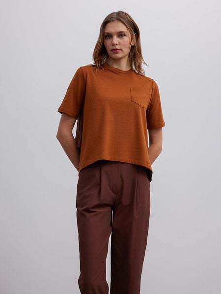 BGN Koszulka w kolorze brązowym rozmiar: 38. Brązowe bluzki damskie BGN, bez wzorów, bez kołnierzyka. Za 70.41 zł.