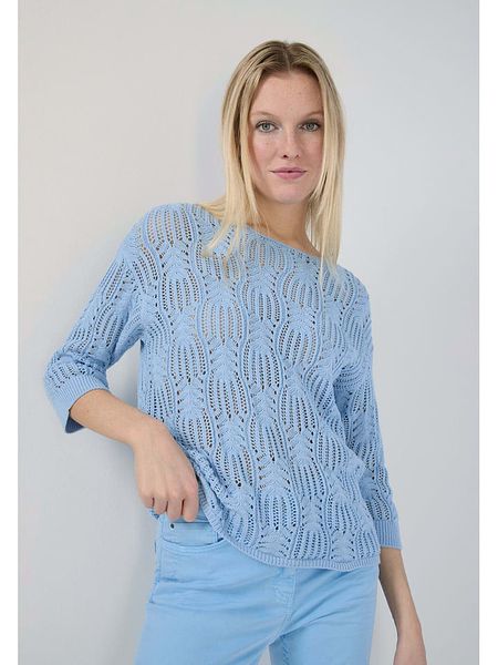 More & More Sweter w kolorze błękitnym rozmiar: 40. Niebieskie swetry klasyczne damskie MORE & MORE, bez kołnierzyka. Za 109.26 zł.