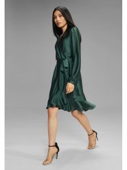 SWING Sukienka w kolorze zielonym rozmiar: 36. Zielone sukienki damskie Swing, bez wzorów, z tkaniny, z asymetrycznym kołnierzem, bez ramiączek, midi, asymetryczne. Za 226.77 zł.