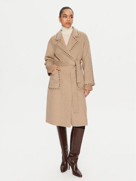 ViCOLO Płaszcz wełniany TS0032 Beżowy Regular Fit. Brązowe płaszcze damskie ViCOLO, na zimę, l, bez wzorów, z syntetyku. Za 1,059.00 zł.