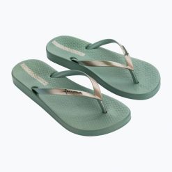 Japonki damskie Ipanema Anat Connect II. Zielone klapki damskie Ipanema, bez wzorów, z materiału, bez obcasa. Za 69.99 zł.