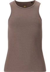 Damski tank top Athlecia Tinashe. Brązowe topy sportowe damskie Athlecia, bez wzorów, ze skóry, bez ramiączek. Za 126.00 zł.