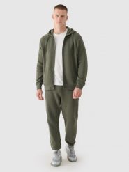 4F Spodnie dresowe joggery męskie - khaki S. Brązowe spodnie dresowe męskie 4f, bez wzorów, z bawełny. W wyprzedaży za 79.99 zł.